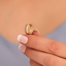Nox Jewelry 925 Ayar Gümüş Minimal Halka Hoop Küpe - E00264 Gold