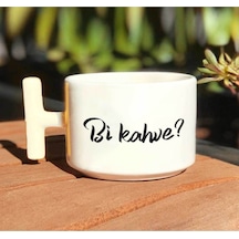 Bi Kahve Baskılı Beyaz T Kulp Kupa Bardak