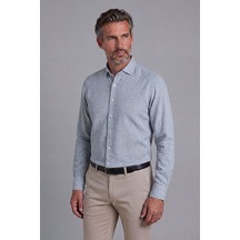 Bisse Gri Regular Fit Pamuk Keten Birit Yaka Gömlek Gmktna122009 D55