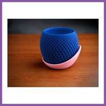 Bezos 3d Baskı Küre Saksı - Kafes Dokulu İki Parçalı Dekoratif Saksı - Mavi-pembe Bzoshb Standart 51117311