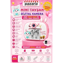 Çocuk Dijital Kamera Tavşan Temalı Termal Yazıcılı 2.4 İnç Ekran Fotoğraf Video Selfie 3 Oyunlu Anında Baskı Makinesi Print Kamera Çift Kamera, Silikon Kılıf
