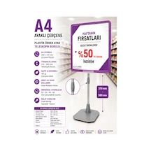 A4 Ayaklı Fiyat Etiketlik Teleskopik Borulu Çerçeve Etiketlik Yönlendirme Levhası Menü Panosu Mor