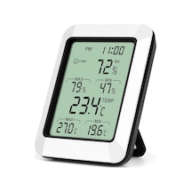 Rz820 Beyaz Oda Sıcaklık Nem Ölçer - Lcd Ekran, Zaman/alarm Ayarı, Maksimum-minimum Değerler, Pil Yok