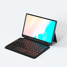 Samsung Galaxy Tab S10 Fe Plus Sm-x620 X626b İle Uyumlu Kılıf Klavyeli Kalem Bölmeli Bluetooth Bağlantılı Standlı Tablet Kılıfı Siyah
