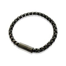 Ars164 Erkek Deri Çelik Bileklik Siyah