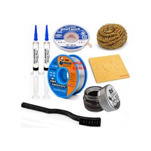 Lehimleme Seti 0,8 Mm 40 Gr Lehim Teli 2 Li Flux Cp-3015 Lehim Fitili 1fırça Ve Havya Ucu Temizleme Seti St68