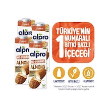 Alpro Şekersiz Badem Sütü 4x1 L Vegan Laktozsuz Bitkisel Bazlı