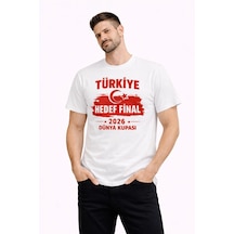 Barlashive Erkek Türkiye Baskılı Tişört Ay Yıldız 2026 Dünya Kupası Taraftar Forma T-shirt - Beyaz Çok Renkli