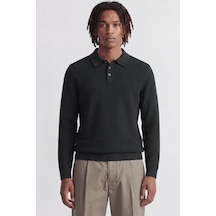 Jack & Jones Pamuklu Regular Fit Düğmeli Polo Yaka Kazak Erkek Polo Yaka Kazak 12299904 Kömür