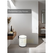 Jet's Home Pedallı Banyo Çöp Kovası Paslanmaz 5 Lt Mutfak Çöp Kutusu Beyaz Beyaz