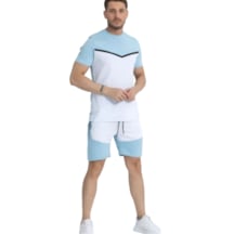 Tech Fleece Model Şort-tshirt Takım Mavi/beyaz