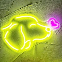Köpek Kalp Neon Led Tabela Dekoratif Aydınlatma