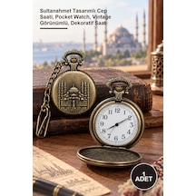 1 Adet Köstekli Saat Sultanahmet Tasarımlı Cep Saati, Pocket Watch, Vintage Görünümlü, Dekoratif Saat