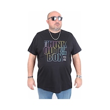 Moc Grande Mocgrande Erkek Büyük Beden Sıfır Yaka Tişört Think Out Box 25163 Sıyah Siyah