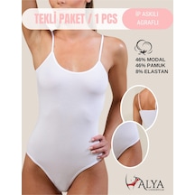 Alya Underwear Kadın Ip Askılı Çıtçıtlı Body, Modal - Pamuk Karışımlı, Kancalı , Tekli Paket, Beyaz Beyaz Alya Underwear Kadın Ip Askılı Çıtçıtlı Body, Modal - Pamuk Karışımlı, Kancalı , Tekli Paket, Beyaz Beyaz