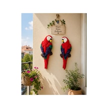 Reçine Afrika Papağanı 2li Bahçe Balkon Dekoru Kırmızı