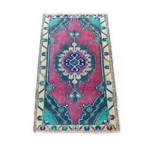 El Dokuma Taşpınar Halısı Yastık 51x84 Mor Yeşil Vintage Halı Mor