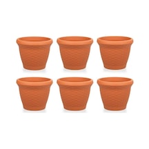 Omnipazar So-hs01 Plastik Hasır Desenli Saksı 3.3 Lt Kiremit 6 Adet