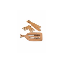 CH woodline Mıknatıslı Kamp & Piknik Bıçak Seti No:1-2, 4116 Çelik Sebze Bıçakları, Gürgen Kesme Tahtalı Taşınabilir Outdoor Set, Servis Aparatlı Çok Renkli