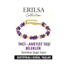 Sertifikalı Kırık Taşlı Model İnci Ametist Taşı Bileklik Saki Çok Renkli