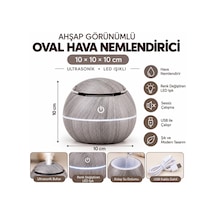 Ahşap Görünümlü Ultrasonik Hava Nemlendirici Aroma Difüzör Led Işıklı Usb Oval Beyaz-şarjlı Beyaz