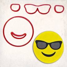 Emoji Güneş Gözlük Detay Kurabiye Kalıp Seti 5 Li KIrmızı
