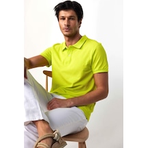 Tudors Erkek Slim Fit Dar Kesim %100 Pamuk Düz Pike Yeşil Polo Yaka Tişört-30520 Yeşil