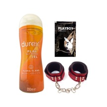Durex Play İsteklendirici & Kayganlaştırmaya Jel 200 Ml + Kırmızı Deri El Kelepçesi + Hediye