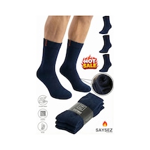 Saysez 3 Çift Termal Erkek Kışlık Soket Havlu Kalın Çorap Dikişsiz Lacivert Renk Premium Pamuk Lacivert