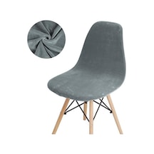 1 /2 /4 /6 Parça Kadife Düz Sandalye Kılıfları Kolsuz Kabuk Sandalye Kılıfı Düğün Yemek Odası Ofis Ziyafet Otel Koyu Gri