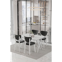 Avvio Beyaz Elma Sandalye 80x120 Yemek Masası Mutfak Masası 4 Kişilik Masa Sandalye Takımı Beyaz