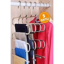 1 Adet Metal Pantolon Eşarp Askısı 5 Katlı Belirtilmemiş Gri Diğer