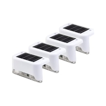 Beyaz Solar Güneş Enerjili Beyaz Köşebent Merdiven Veranda Bahçe Led Lamba Dekoratif Dış Mekan Aydınlatma 4 Lü