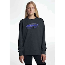 Nissan Silvia Baskılı Füme Antrasit Kadın Sweatshirt