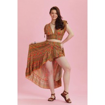 Derin Ön Yırtmaçlı Fırfırlı Uzun Çingene Etek 001