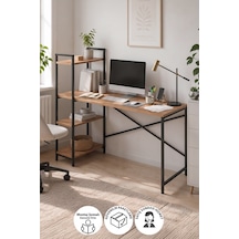 120x55 Cm Raflı Çalışma Masası Bilgisayar Masası Ofis Masası Ders Masası Cervantes Çam