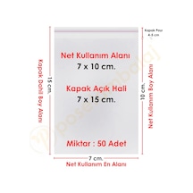 7x10+5 Cm. 7x15 50 Adet Şeffaf Bantlı Yapışkanlı Opp Poşet