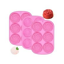 Ranyeek Gıda Kalitesi Gül Şekilli Silikon Kalıp Seti 3 Adet - Fırın/mikrodalga/soğutucu Uyumlu, Kolay Çıkarım, Pasta/bisküvi/buz Küpü/çikolata Yapımı Pembe