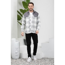 Ekose Robalı Oduncu Gömlek Grey Gri