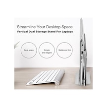 Novahub Çift Slotlu Dizüstü Bilgisayar Standı - Alüminyum Tasarım Standı Çift Yuvalı, Ayarlanabilir, Isı Dağılımı İçin Masaüstü Organizasyon Standı