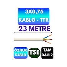 Öznur 3x0,75 Ttr Kablo Beyaz Metre Seçenekli - 23 Metre