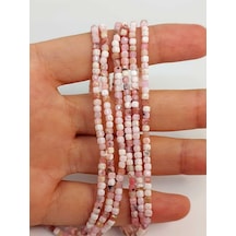 Bileklik Boy Pembe & Beyaz Opal Taşı Küp Şekilli Dizi 2.5mm 45310 Yarım Dizi 17cm Uzunluğundadır Çok Renkli