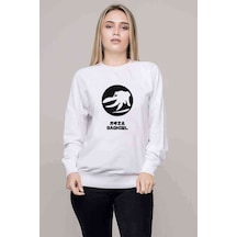 Evangelion Gaghıel Baskılı Beyaz Kadın Sweatshirt