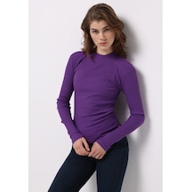 Colin's Colins Slim Fit Yarım Balıkçı Yaka Düz Kadın Mor Tişört Cl1076035 Q1.v2 Prp