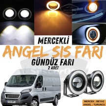 Peugeot Boxer Uyumlu Üniversal Mercekli Angel Sis Farı Metal Su Geçirmez 76 Mm Turuncu Halkalı Gündüz Farı Angel Eyes 2 Adet 00 Şüscaroto Aksesuar