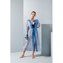 Mavi Desenli Uzun Kimono