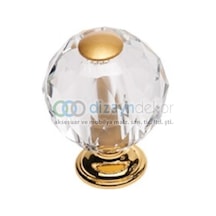 Kristal Cam Düğme Kulp 40 Mm. Altın Lüx