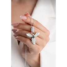 Çekirdekjewelry 925 Ayar Gümüş Rodyum Kaplama Zümrüdüanka Kolye Gri