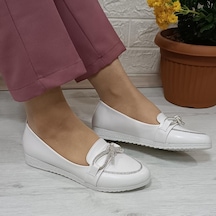 Fiyra 4012 Beyaz Taş Kurdeleli Kaymaz El Yapımı Kadın Babet 001