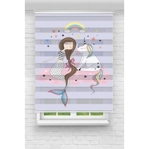 Perdecizade Enxboy Deniz Kızı Pony Dijital Baskılı Zebra Perde-cocuk Odası-stor Perde Pz-323 Renkli